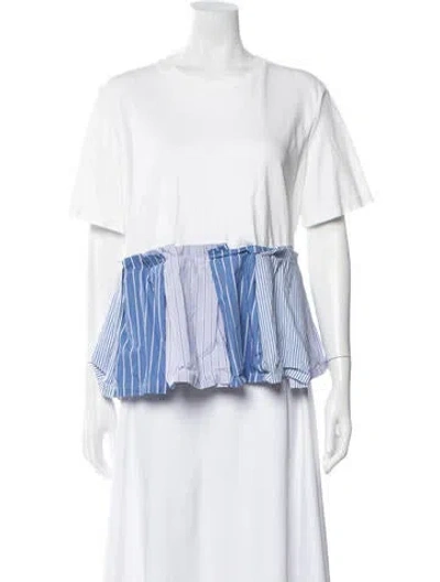 Pre-owned Weekend Max Mara Striped Crew Neck T-shirt In White