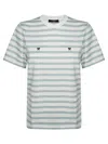 Weekend Max Mara Striped Crew Neck T-shirt With Embroidered Detail In Anice