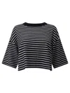 Weekend Max Mara Striped-pattern Crop T-shirt In Black