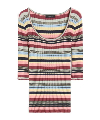 Weekend Max Mara Striped Cropped-sleeve Top In Multi