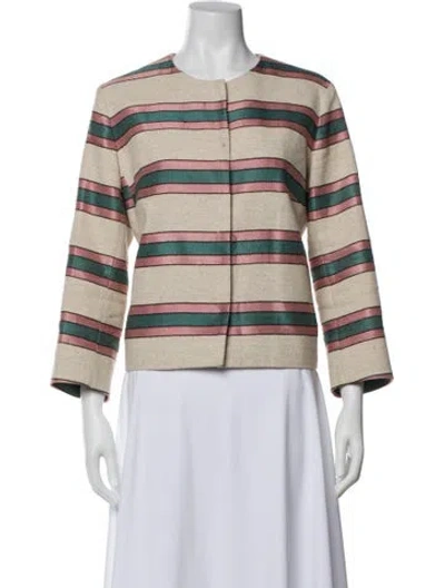 Pre-owned Weekend Max Mara Striped Evening Jacket In Neutral