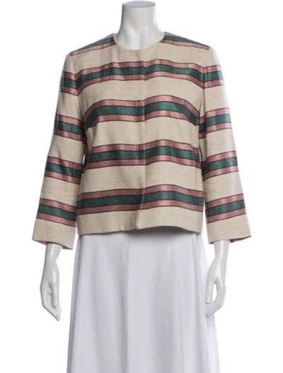 Pre-owned Weekend Max Mara Striped Jacket In Neutral