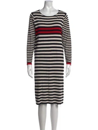 Pre-owned Weekend Max Mara Striped Knee-length Dress In Black