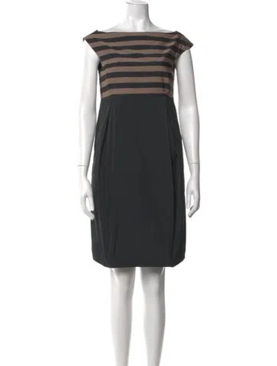 Pre-owned Weekend Max Mara Striped Knee-length Dress In Black