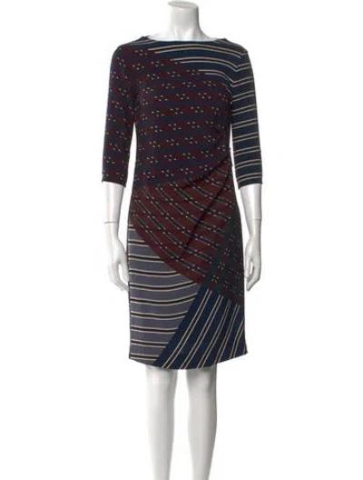 Pre-owned Weekend Max Mara Striped Knee-length Dress In Blue