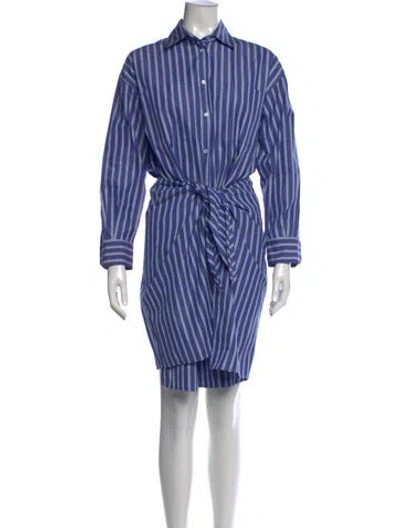 Pre-owned Weekend Max Mara Striped Knee-length Dress In Blue