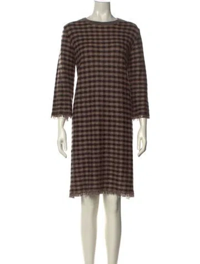 Pre-owned Weekend Max Mara Striped Knee-length Dress In Brown