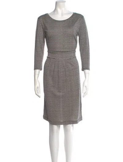 Pre-owned Weekend Max Mara Striped Knee-length Dress In White