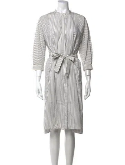 Pre-owned Weekend Max Mara Striped Knee-length Dress In White