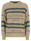 Weekend Max Mara Striped Knit Jumper In Marrone