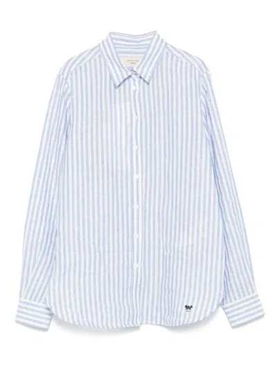 Weekend Max Mara Gestreiftes Hemd Aus Leinen In Blue