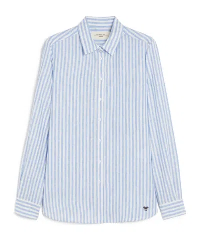 Weekend Max Mara Striped Linen Shirt In Light Blue