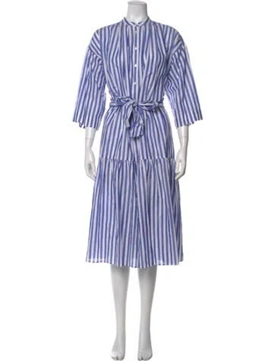 Pre-owned Weekend Max Mara Striped Long Dress In Blue