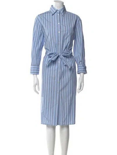 Pre-owned Weekend Max Mara Striped Long Dress In Blue