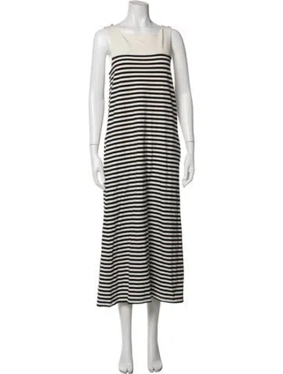 Pre-owned Weekend Max Mara Striped Long Dress In Neutrals