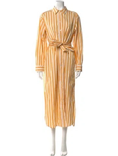 Pre-owned Weekend Max Mara Striped Long Dress In Orange