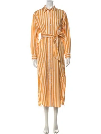 Pre-owned Weekend Max Mara Striped Long Dress In Orange