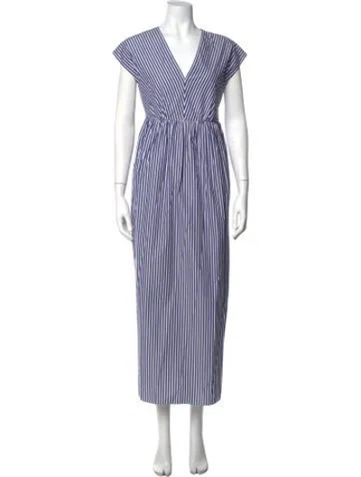 Pre-owned Weekend Max Mara Striped Long Dress W/ Tags In Blue