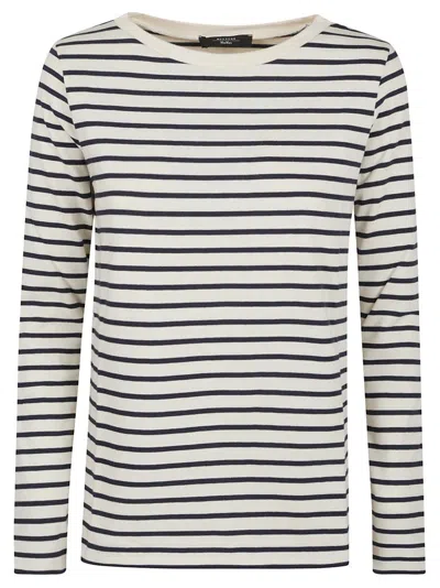 Weekend Max Mara Off-white & Navy Erasmo T-shirt In Multi