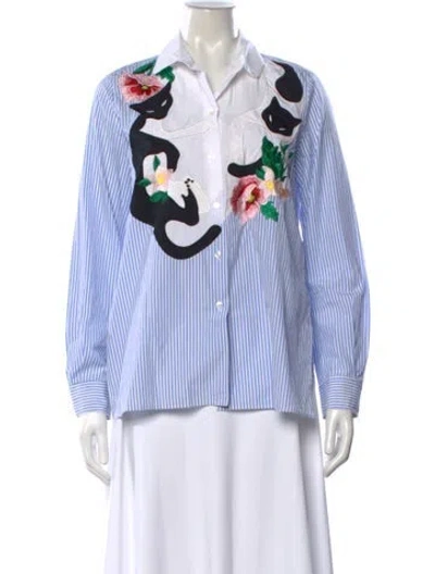 Pre-owned Weekend Max Mara Striped Long Sleeve Blouse In Multi