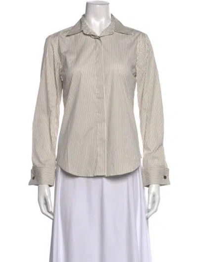 Pre-owned Weekend Max Mara Striped Long Sleeve Blouse W/ Tags In Multicolor