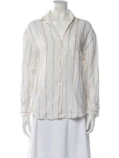 Pre-owned Weekend Max Mara Striped Long Sleeve Button-up Top In Neutral