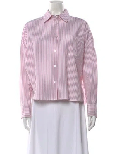 Pre-owned Weekend Max Mara Striped Long Sleeve Button-up Top In Pink