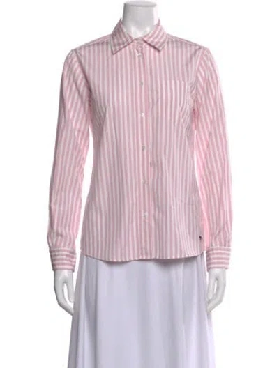 Pre-owned Weekend Max Mara Striped Long Sleeve Button-up Top In Pink