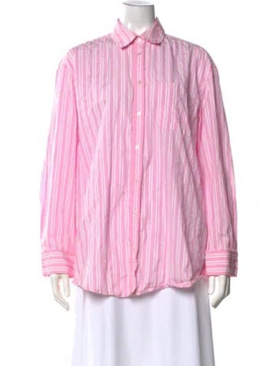 Pre-owned Weekend Max Mara Striped Long Sleeve Button-up Top In Pink