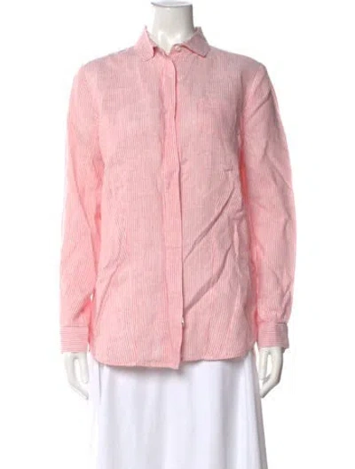 Pre-owned Weekend Max Mara Striped Long Sleeve Button-up Top In Red