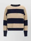 Weekend Max Mara Striped Long Sleeve Crew Neck Sweater In Brown