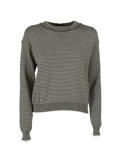 Weekend Max Mara Striped Long-sleeve Top In Gray