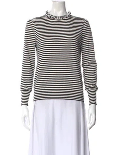 Pre-owned Weekend Max Mara Striped Long Sleeve Top In White