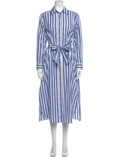 Pre-owned Weekend Max Mara Striped Midi Length Dress In Blue