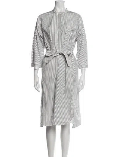 Pre-owned Weekend Max Mara Striped Midi Length Dress In Blue