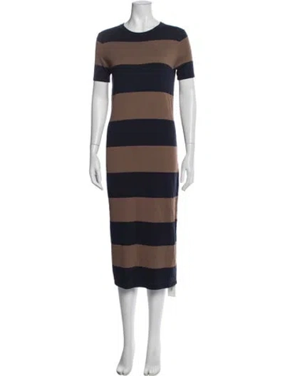 Pre-owned Weekend Max Mara Striped Midi Length Dress In Blue