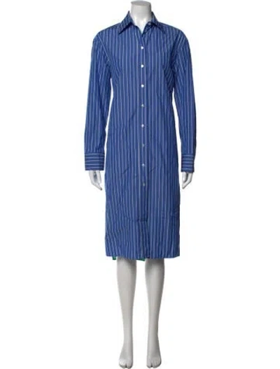 Pre-owned Weekend Max Mara Striped Midi Length Dress In Blue
