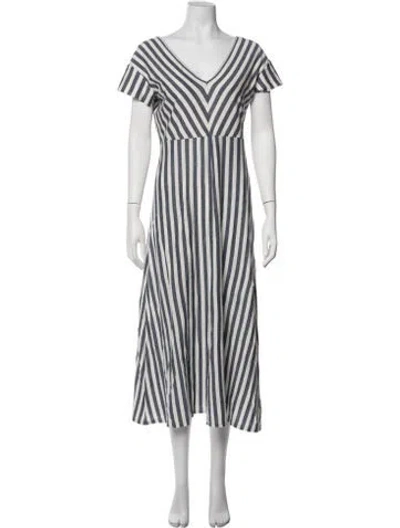Pre-owned Weekend Max Mara Striped Midi Length Dress In Blue/white