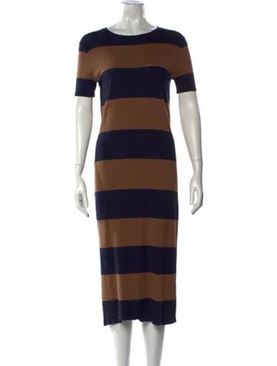 Pre-owned Weekend Max Mara Striped Midi Length Dress In Brown