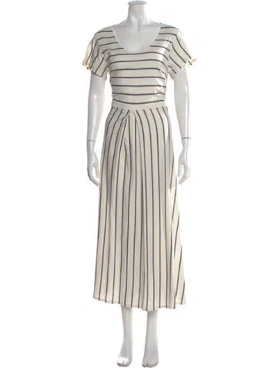 Pre-owned Weekend Max Mara Striped Midi Length Dress In Neutral