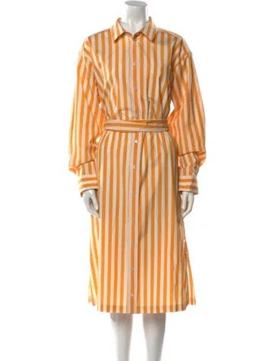 Pre-owned Weekend Max Mara Striped Midi Length Dress In Orange