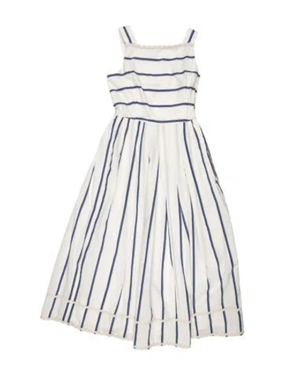 Pre-owned Weekend Max Mara Striped Midi Length Dress W/ Tags In White