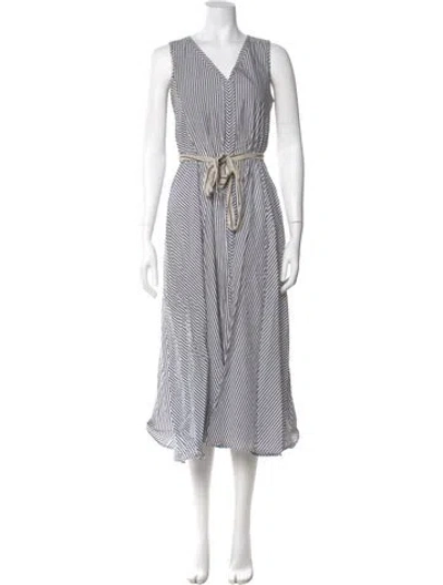 Pre-owned Weekend Max Mara Striped Midi Length Dress In White