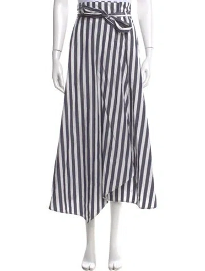 Pre-owned Weekend Max Mara Striped Midi Length Skirt In White