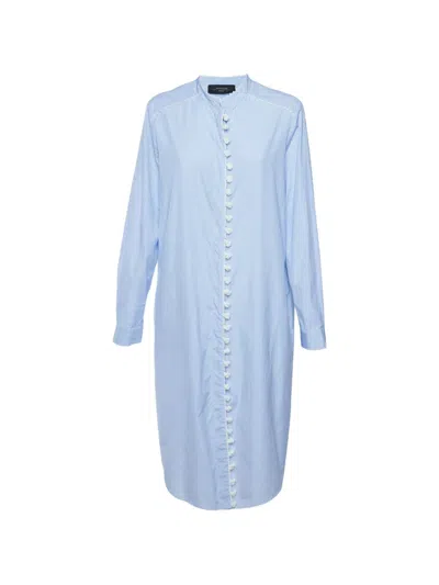 Pre-owned Weekend Max Mara Striped Mini Shirt Dress In Blue