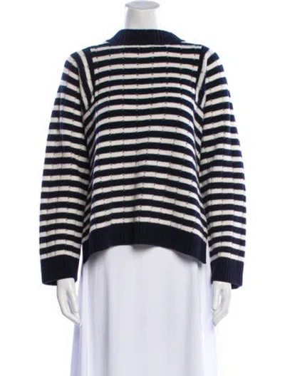 Pre-owned Weekend Max Mara Striped Mock Neck Sweater In Gray