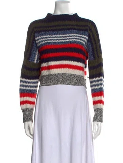 Pre-owned Weekend Max Mara Striped Mock Neck Sweater In Multi