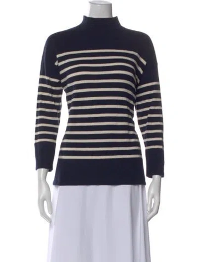 Pre-owned Weekend Max Mara Striped Mock Neck Top In Blue