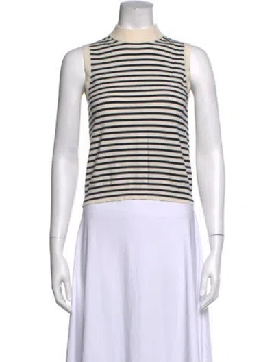 Pre-owned Weekend Max Mara Striped Mock Neck Top In Blue