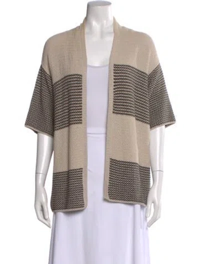 Pre-owned Weekend Max Mara Striped Open Front Sweater In Neutral